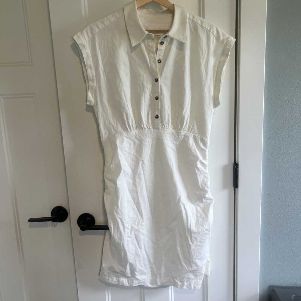 Anthropologie Dress Womens Medium White Cream‎ Linen Spandex Blend
